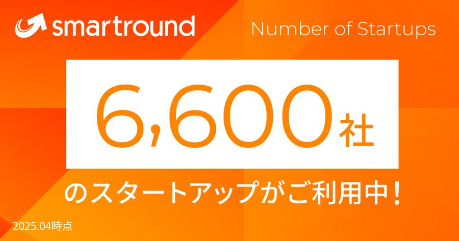 🎉smartroundをご利用中のスタートアップ数が6,600社を突破しました！