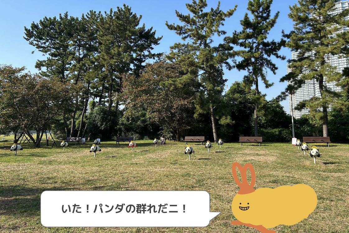 ハニーが行く！辰巳の森緑道公園の「パンダの群れと赤パンダ
