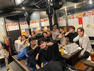 地方のメンバーが東京に集合した時に開かれた飲み会。事業部を跨いだメンバー同士でのご飯会や飲み会も頻繁に開催されています。