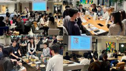 前回のマッチング座談会の様子です。ごちそうを囲みながら、企業の方々とざっくばらんに話せる貴重な機会です。