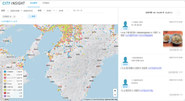 自社で開発・提供しているCITY INSIGHT（Webサービス）のSNS投稿分析画面