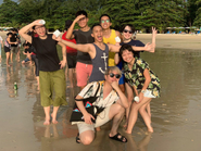 Happy beach day out with the team!