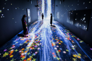 [teamLab: Transcending Boundaries]壁から床へと流れ落ちる滝をデジタル体験させる新作と、蝶の群れを通じて絡み合う他5作品を一つの空間に置く大展示をロンドンで開催。