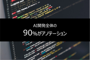 AI開発にはアルゴリズムのコーディングに時間を費やしていると思われがちですが、実際はAI開発全体のわずか10%程度でしかなく、ほとんどの時間が教師データの準備、作成に使われています。