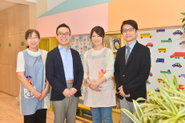 【経営幹部】写真左から、保育園主任の大塚、理事長・院長の大場、保育園園長の大湊、法人総務課長の杉田です。※この他に「事務長」もいます。あなたも早く私たちと一緒に仕事をしましょう。