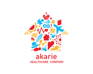 アカリエのロゴです。「アカリ」と「イエ」を合せたイメージです。