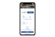 スマホアプリの予約画面イメージです。時間毎の予約から、クレジットカードを使った決済までをスムーズに行なえます。