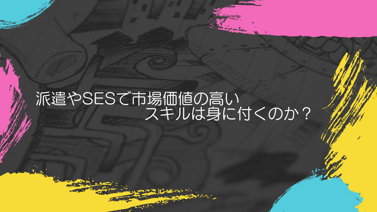 派遣やSESで市場価値の高いスキルは身に付くのか？