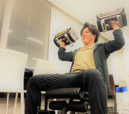 休憩時間には気分転換で筋トレもできちゃいます。