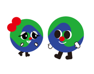 マスコットキャラクター・ミナショーくん（右）とミナコ（左）
