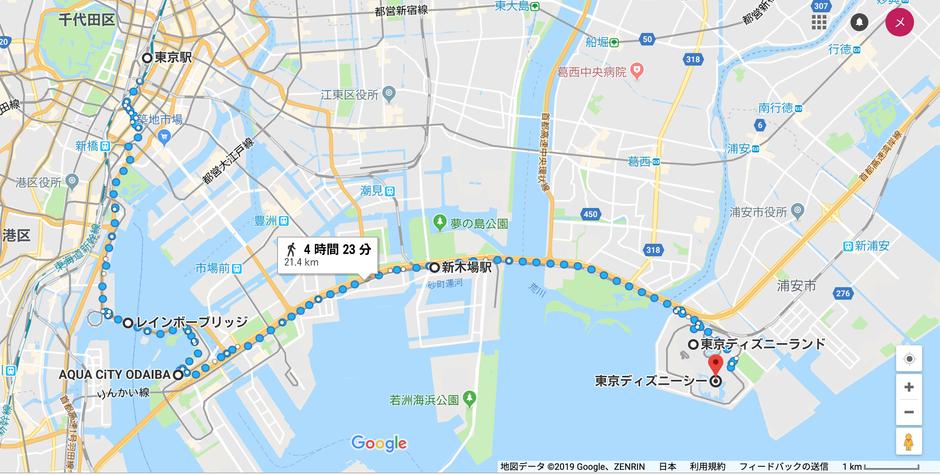 彼氏に「愛してる」気持ちを伝えるために東京駅からディズニーまで20km