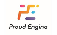 プラウドエンジン株式会社のシンボルマークは「Proud Engine」の頭⽂字である「P」「E」をモチーフに、過去・現在・未来へとステップアップする様子を表現しています。