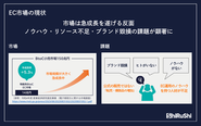 需要の高まる巨大な市場であるにも関わらず、ECに関するノウハウ、リソース不足は顕著な課題です。またブランド毀損リスクも高まっています。