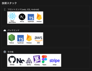 使用している技術スタックです