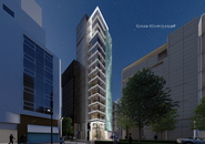 GINZA 7-CHOME PROJECT｜銀座中央通り至近という高いポテンシャルを持つ立地において、ブティック街とクラブ街という二つの異なる都市文化がせめぎ合う境界に位置する敷地の特性を最大限に生かし、銀座らしい洗練とナイトシーンの高揚感の双方を内包する商業ビルとして計画しました。