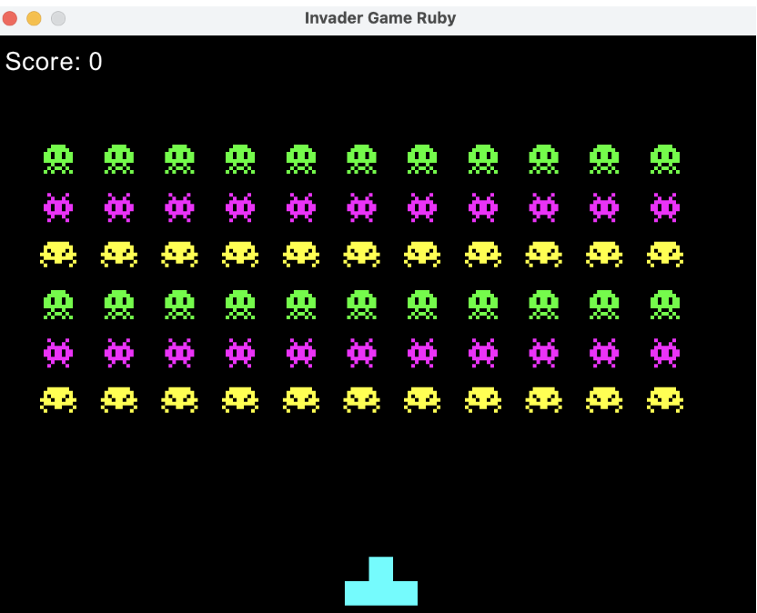 Rubyでインベーダーゲームを作りました