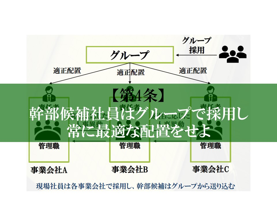 【第4条】幹部候補社員はグループで採用し　常に最適な配置をせよ