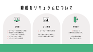 当社独自のカリキュラムを提供！経験3年を自社内でしっかり積み、どこでも貢献できるようスキルアップしていただきます。