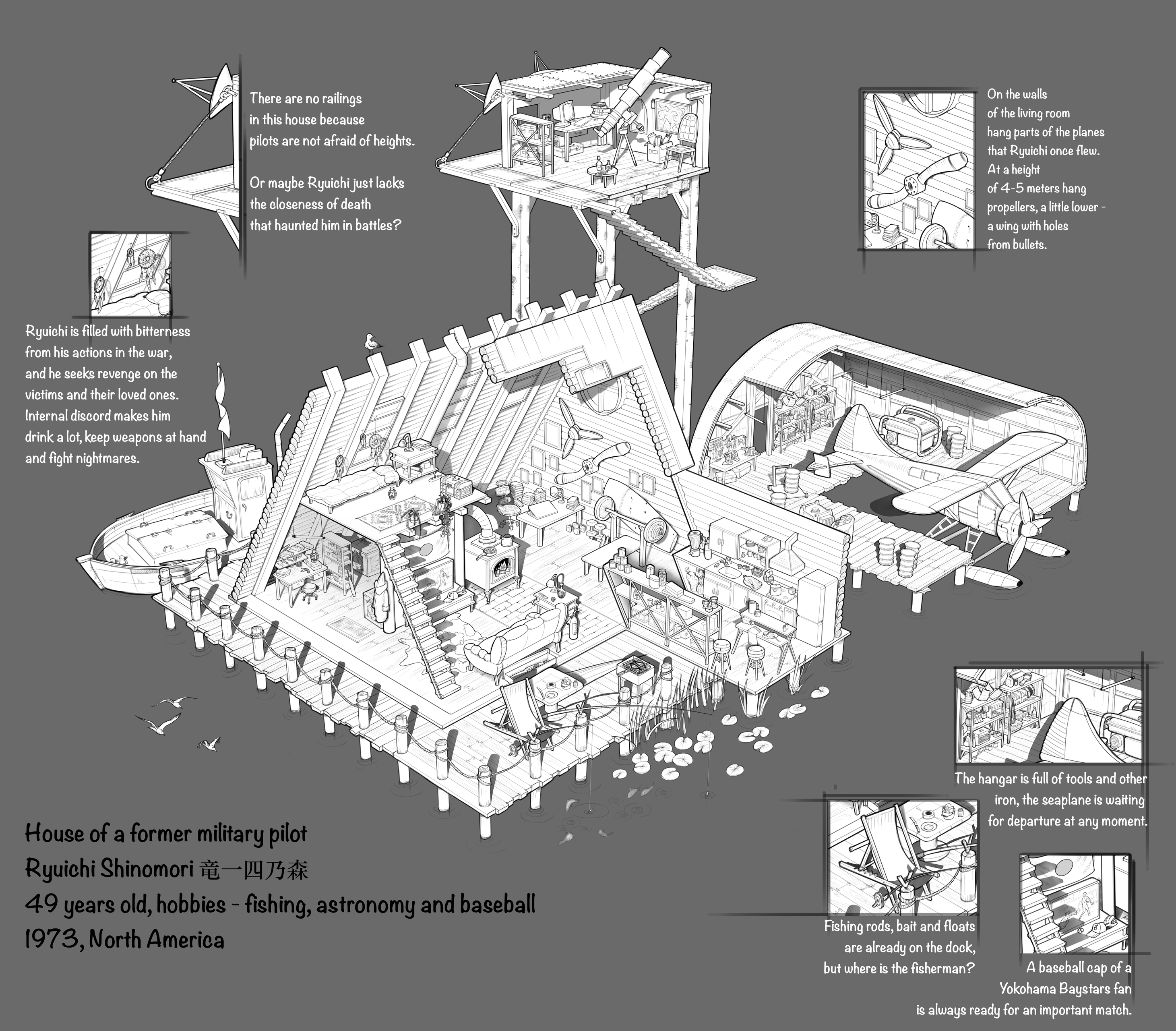 2Dイラスト講座の卒業制作：「主人公の家」