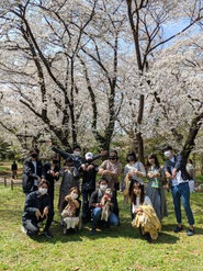 お花見に行ったときの写真です。この後支援先のレストランで食事を楽しみました。メンバーは友達や恋人を自由に連れてきても良く、アットホームな雰囲気です。
