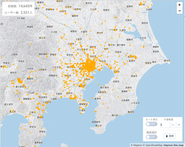 人流データ解析を行い位置情報を地図に可視化します