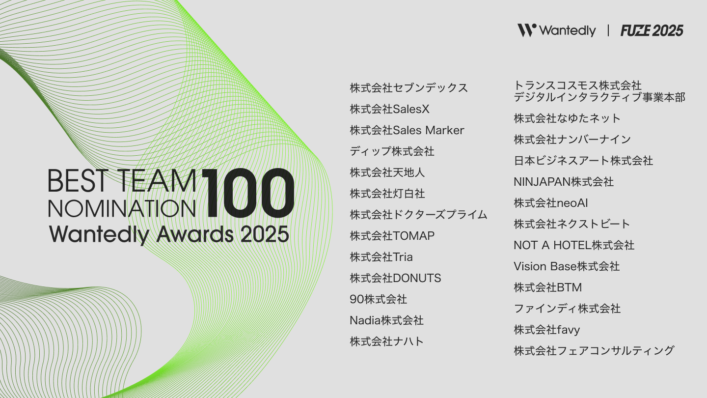 Wantedly Awards 2025｜40,000社の中から、「採用ブランディング」や「共感採用」を体現する BEST 100 社 を決定！ |  Wantedly, Inc.