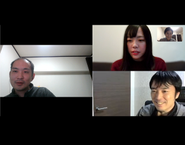 社内でのMTGの様子。ビデオチャットツールを使用し表情を見ながらコミュニケーションをとることを心掛けている。
