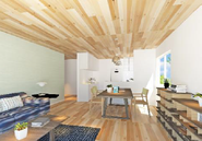 戸建内観イメージ。従来の木造住宅と比べ施工がシンプルで建築現場の負担が少なく、低価格での提供、工期短縮が可能