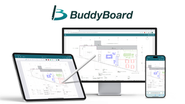  BuddyBoardは図面チェック・回覧・打ち合わせを効率化するDXソリューションです。タブレットを活用した直感的な手書きを、PCを含む複数のデバイス間でリアルタイムに共同編集することで、業務効率化、リードタイム短縮、ペーパーレスに貢献します。