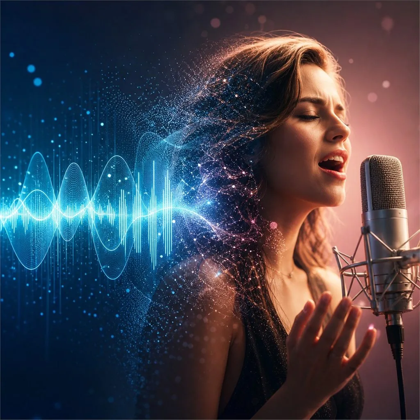 AIの音と人の歌声をつなぐイメージ