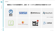 大手からベンチャーまで、様々なお客様のAIの課題解決をしています（※弊社資料抜粋）