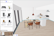 【画像はCOSICの編集画面です】すでに用意された3Dモデルを空間内にドラッグアンドドロップしていくだけで部屋が完成します。