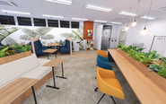 2025年5月にオープンしました新本社です。 フリーアドレスのため、仕事内容その日の気分で席を変えて働けます。