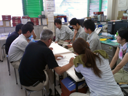 グループワークを実施中。５年後のあるべき姿、なりたい姿についてディスカッションしています。