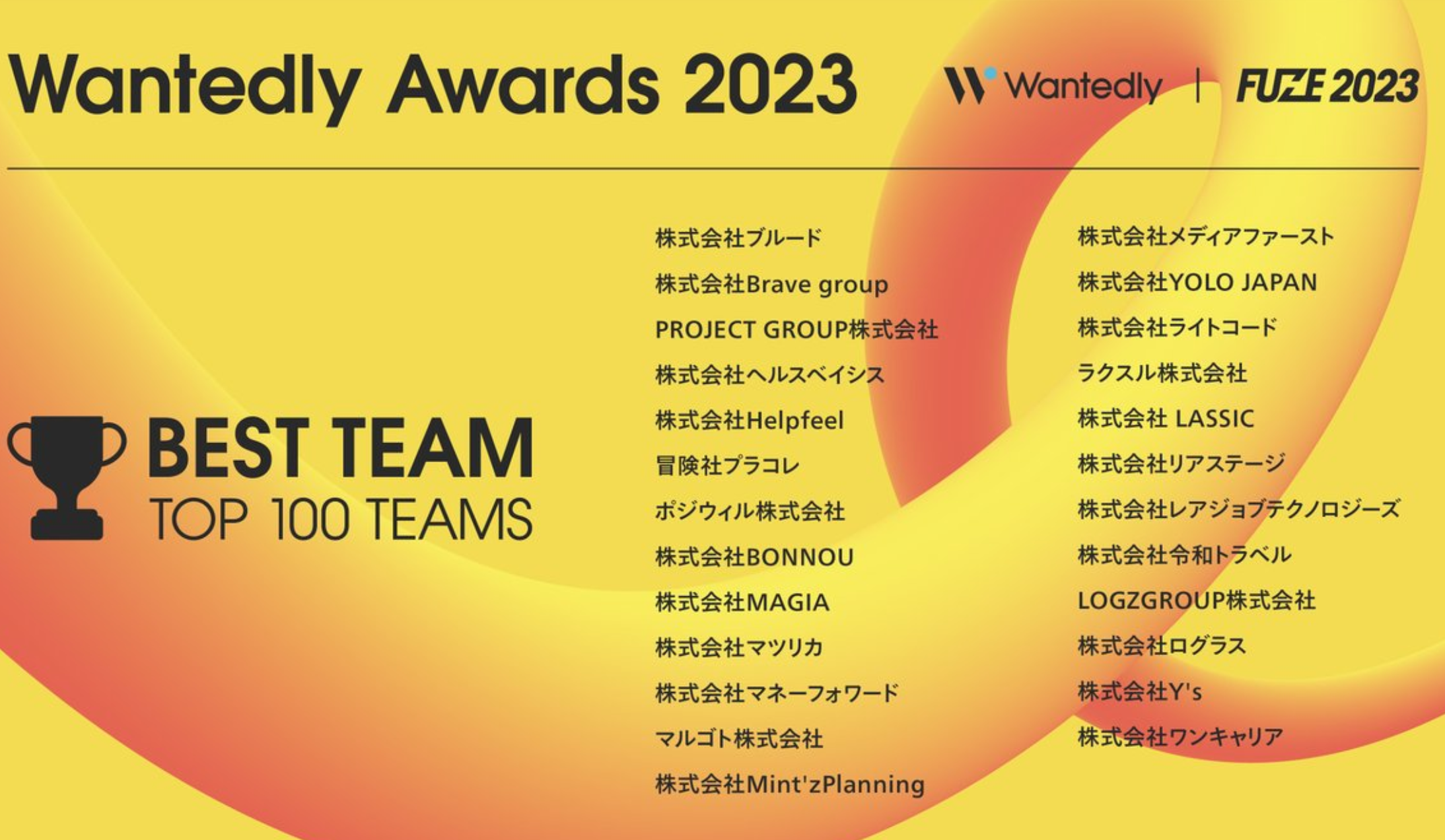 いよいよ本日発表「Wantedly Awards 2023」BEST TEAM部門にレアテクがノミネート！