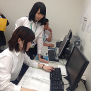協力して仕事を行います。