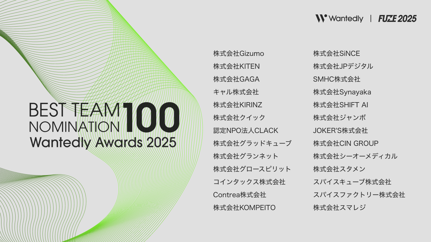 Implem News｜Wantedly Awards 2025 BEST TEAM NOMINATION 100 に選出 | 株式会社インプリム