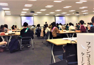 新卒採用イベントの様子。当社だけでなくネット広告業界自体に興味を持って帰ってほしいと思って登壇しています。