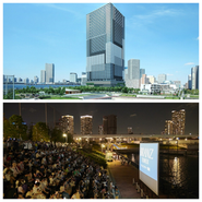 ［豊洲］水辺に建つ予定のマンションにて事業者と共にエリアマネジメント推進業務を実施。エリマネ準備期間として地域イベントと連携し水辺映画会を企画・実施しました。