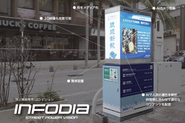 沖縄の国際通りに約50台設置中の、AIカメラを搭載したデジタルサイネージ「INFODIA（インフォディア）」