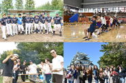 社内イベントの様子（左上：野球部試合　左下：BBQ　右上：運動会　右下：社員旅行）